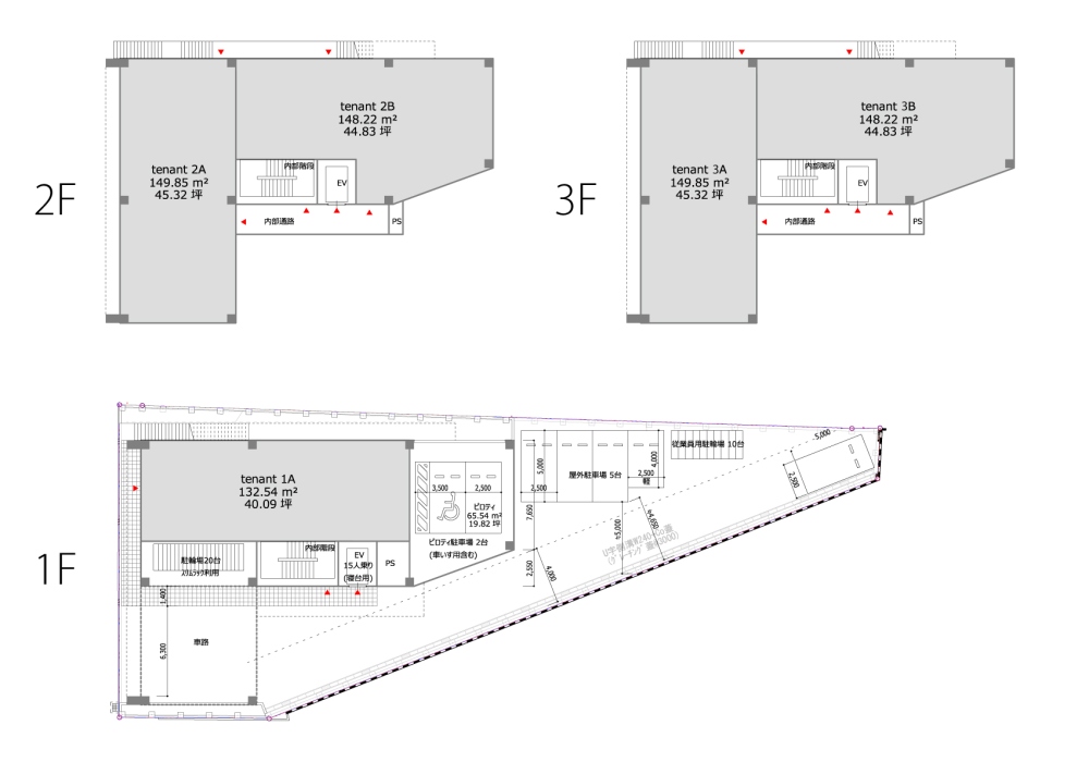 1階・2階・3階平面図
